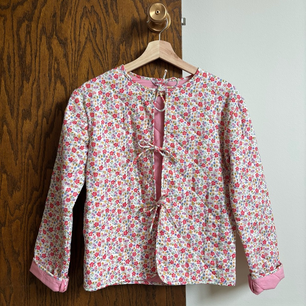 Cath Kidston Size 8 (XS) Pink Floral Bow Jacket